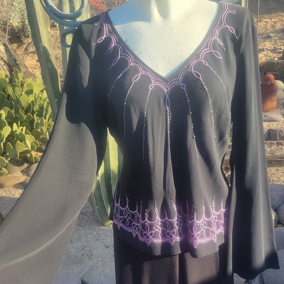 Sunny Leigh Silk Blouse/ Pants Set - Picture 2 of 7